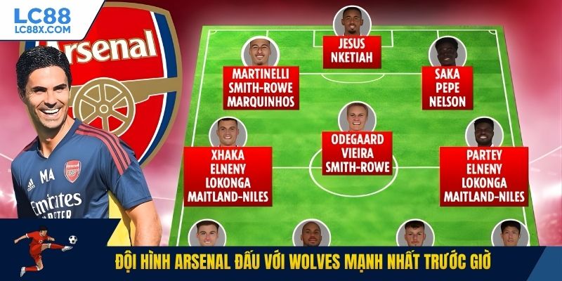 Đội hình Arsenal đấu với Wolves mạnh nhất trước giờ